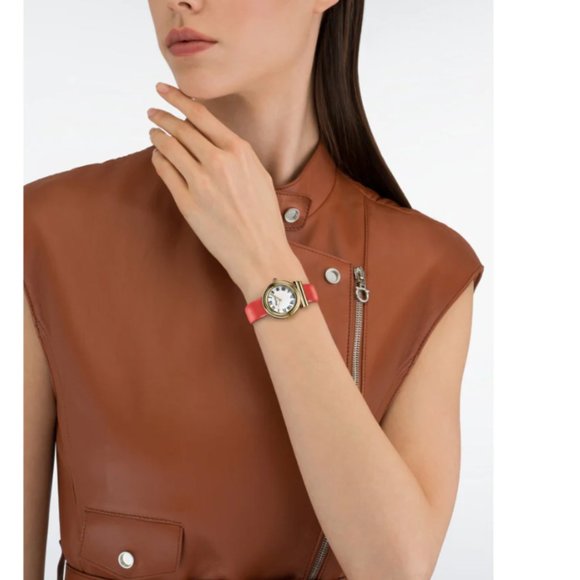 Salvatore Ferragamo 28mm Gold Red Strap Watch